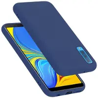 Cadorabo TPU Liquid Silicone Case Cover (Galaxy A7 (2018)), Smartphonehoes, Blauw
