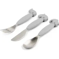 Done by Deer Deer Friends Easy-grip bestekset 3-delig Grey