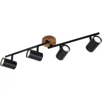 Briloner Wood & Style 2920 plafondspot, 4-lamps 2920, dimbaar, zwart, Woon-/ Eetkamer, metaal, Modern, buitenspot