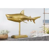 Invicta Maritiem beeld HAI 68cm goud handgemaakt metalen design haai - 42988