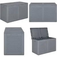 vidaXL Tuinbox Grijs, PP-Rattan, 180 liter - Tuinkist - Tuinkisten - Tuinbox - Opbergbox