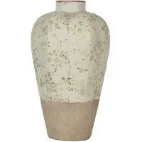 Clayre & Eef Vaas Ø 24x38 cm groen keramiek bloemen