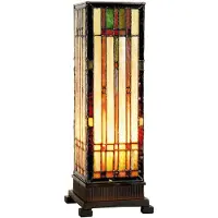 Clayre & Eef Tiffany tafellamp 12x12x35 cm bruin glas rechthoek tiffany
