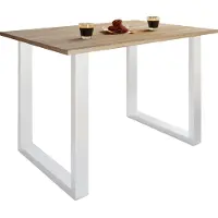 VCM Houten tafel | H. 76 x B. 140 x T. 50 cm | Hoogwaardige en solide voetsteun | IJzeren voeten | Keukentafel - Xona U