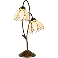 Clayre & Eef Tiffany tafellamp LILIANA, bruin / roest, Woon-/ Eetkamer, Glas, Tiffany, tafellamp