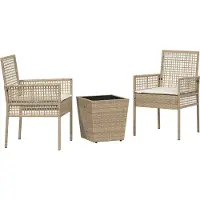 vidaXL Tuin Bistro Set 3 st Beige poly rattan