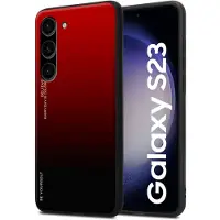 Cadorabo Hoesje geschikt voor Samsung Galaxy S23 in ROOD - ZWART - Tweekleurige beschermhoes van TPU-silicone Case Cover en achterzijde van gehard glas