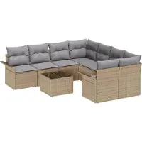 vidaXL Tuinbank Set 9 st Beige en Grijs poly rattan