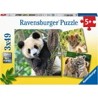Ravensburger puzzel Panda, tijger en leeuw - Legpuzzel - 3x49 stukjes