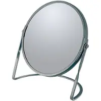 Spirella Make-up spiegel Cannes - 5x zoom - metaal - 18 x 20 cm - blauw - dubbelzijdig - Make-up spiegeltjes
