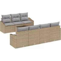vidaXL Bankstel 8 st Beige en Grijs poly rattan