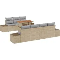 vidaXL Tuinbank Set 8 st Beige poly rattan