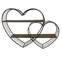 Clayre & Eef Wandrek harten 93x15x65 cm bruin ijzer hout muurrek
