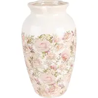 Clayre & Eef Vaas Ø 21x37 cm roze keramiek rozen