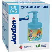 Orkla Group Junior - Kindertandpasta met Pomp - 0-5 jaar - Aardbeiensmaak - 98% natuurlijke ingrediënten - 1000ppm fluoride (150ml)