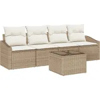 vidaXL Bankstel 5 st Beige en Crème poly rattan