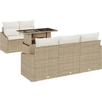 vidaXL Tuinbank Set 6 st Beige poly rattan