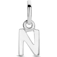 The Jewelry Collection Zilver Gerhodineerde Hanger letter N 1333754