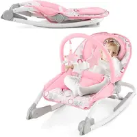 Costway 2-in-1 babywip, inklapbaar, draagbare babyschommel met 3-traps verstelbare rugleuning en afneembare speelboog, babywip met veiligheidsgordel, babywieg tot 9 kg belastbaar (roze)