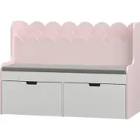 En.casa Kindermeubel Vestnes kinderbank met opbergrek en kussen 100x70x45 cm wit en roze []