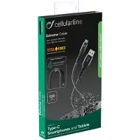 Cellularline Cellular Line Usb kabel, kevlar usb-a to usb-c 1.2m, zwart