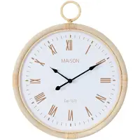 J-Line wandklok kyr rotan/mdf natuur/wit small 40x2.5x48cm