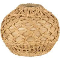 J-Line vaas rieten bamboe naturel small 25.5x25.5x22cm