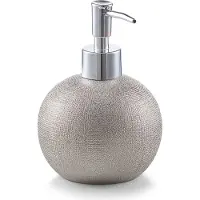 Zeller Zeeppompje/dispenser - keramiek - zilver glitter - 14 cm