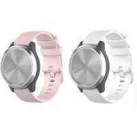 Strap-it Bundel van 2 Siliconen banden - Wit & Roze - Geschikt voor Garmin VIvoactive 4s / Vivomove 3s / Venu 2s - Horlogeband / Polsband / Armband / Sportarmband - Siliconen armband