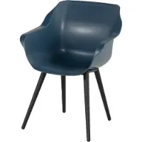 Hartman Tuinstoel Sophie Studio Armchair Carbon Black Frame Steel Blue Seat