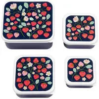 A Little Lovely Company Broodtrommel Set - 4 stk - Aardbeien - - OneSize - Broodtrommels