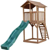 Axi Beach Tower Speeltoren Bruin - Groene Glijbaan