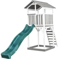 Axi Beach Tower Speeltoren Grijs/wit - Groene Glijbaan