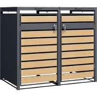 Axi Lucas Containerombouw in Antraciet/houtlook | Kliko ombouw voor 2 containers | Container Ombouw - 240 - 480L