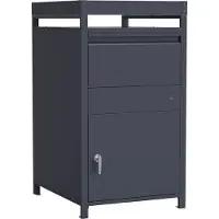 Axi Louis Pakketbrievenbus van Metaal met plantenbak in Antraciet | Parcel Box voor meerdere pakketjes | Brievenbus met Slot | 68 x 80 x 124 cm