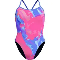 Speedo Placement Digital Turnback Swimsuit Blauw,Roze UK 38 Vrouw