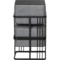 En.casa Krukje en bijzettafel Tas vierkant 38x38x38 cm 2-in-1 set donkergrijs en zwart []