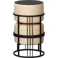 En.casa Krukje en bijzettafel Tas rond 2-in-1 set stapelbaar beige en zwart []
