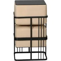 En.casa Krukje en bijzettafel Tas vierkant 38x38x38 cm 2-in-1 set beige en zwart []