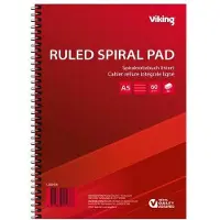 Viking Collegeblok A5 Gelinieerd Spiraalbinding Zijgebonden Soepele kaft Geperforeerd 100 Pagina's 5 Stuks à 50 Vellen