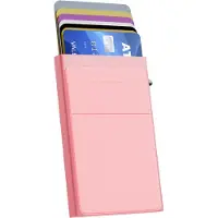 Nuvance - Pasjeshouder Uitschuifbaar - Rfid Bescherming - Pasjeshouders voor Mannen en Vrouwen - Creditcardhouder - Roze