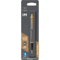 Parker IM-balpen | grijze lak met gouden details | medium punt | Blauwe inkt