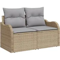 vidaXL Tuin Sofa met kussen Beige 121 x 62 x 69cm poly rattan