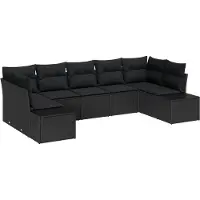 vidaXL Tuinbank Set 7 st 7-Aantal zitplaatsen Zwart Poly rattan