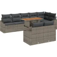 vidaXL Tuinbank Set 9 st Grijs en Bruin