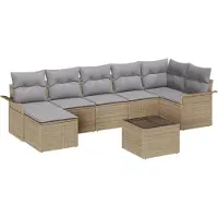 vidaXL Tuin Sofa Set 8 st Beige poly rattan
