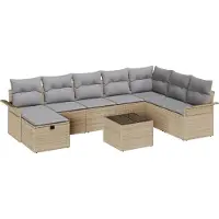 vidaXL Tuinbank Set 9 st Beige en Lichtgrijs poly rattan