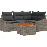 vidaXL Tuinbank Set 5 st Grijs poly rattan