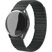 Strap-it Magnetisch leren loop bandje - geschikt voor Samsung Galaxy Watch Active / Active2 40 & 44mm / Galaxy Watch 3 41mm / Galaxy Watch 1 42mm / Gear Sport - zwart