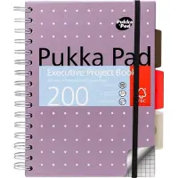 Pukka Pad Pukka Metallic Collegeblok A5 Geruit Dubbeldraads Zijgebonden Harde rug Kleurenassortiment Niet geperforeerd 200 Pagina's 3 stuks à 200 vellen